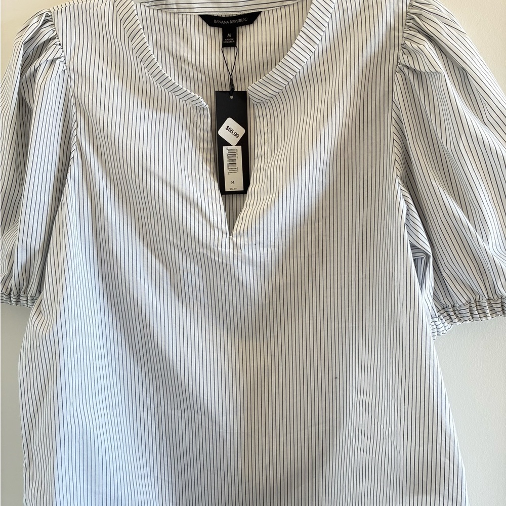 NWT Banana Republic Blue Striped Blouse size medium